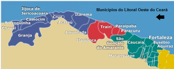 mapa do litoral oeste do Ceará.