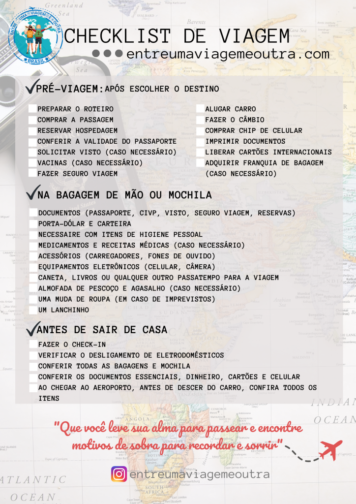 Checklist de viagem.