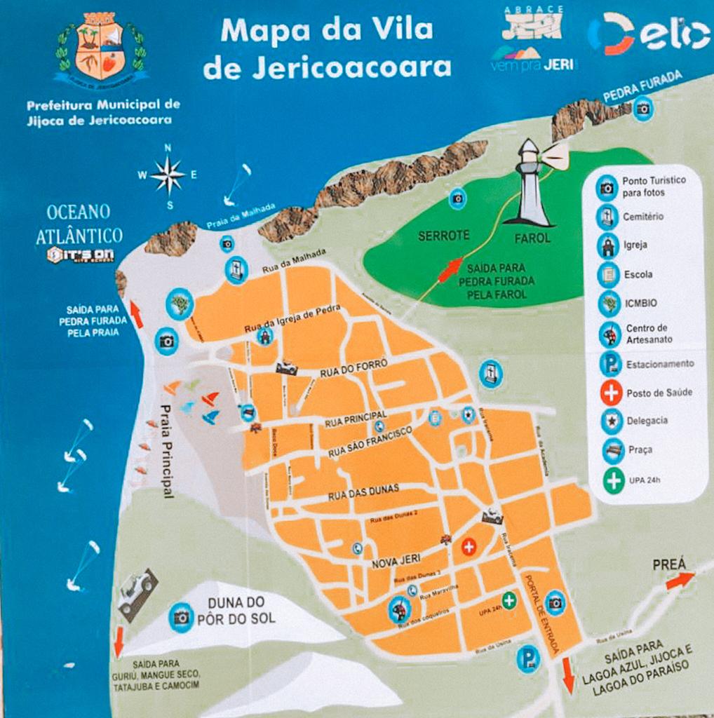 Mapa da Vila de Jericoacoara, Ceará.