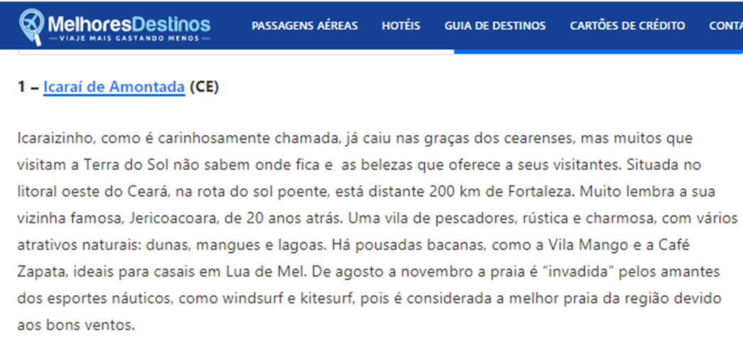 Icarai de amontada ceara no site melhores destinos