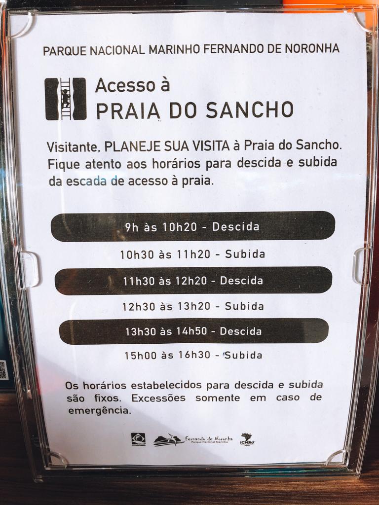 horarios de descida e subida da praia do sancho